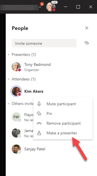 promote participant to presenter skype for business mac